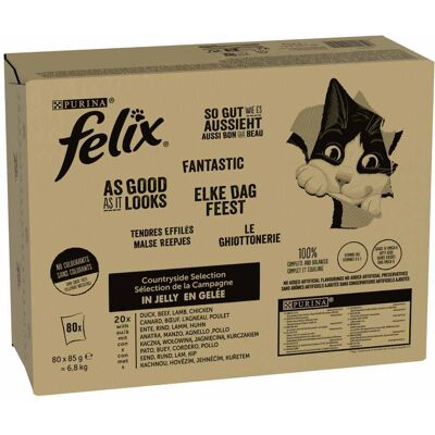 80 x 85 vlees Mix I Rund, Kip, Eend, Lam Felix Kattenvoer 80 x 85 vlees Mix I Rund, Kip, Eend, Lam Felix Kattenvoer