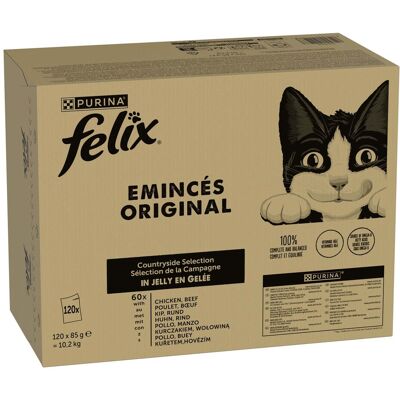 Jumbo verpakking: 120x85g Felix Classic Pouches Rund en Kip nat kattenvoer Jumbo verpakking: 120x85g Felix Classic Pouches Rund en Kip nat kattenvoer