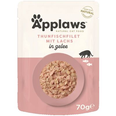 16x70g Tonijn met Zalm in Gelei Applaws Kattenvoer Maaltijdzakjes 16x70g Tonijn met Zalm in Gelei Applaws Kattenvoer Maaltijdzakjes