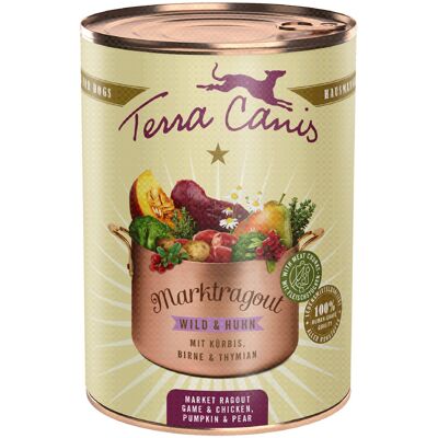 Voordeelpakket Terra Canis Marktragout 12 x 385 g - Wild & Kip met Pompoen, Peer & Tijm Voordeelpakket Terra Canis Marktragout 12 x 385 g - Wild & Kip met Pompoen, Peer & Tijm
