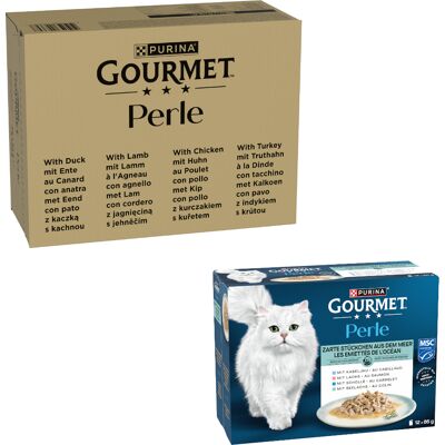96 x 85 g Gourmet Perle natvoer voor katten + 12 x 85 g Gourmet Perle Ocen Flakes gratis! - Eend , Lam, Kip, Kalkoen in Saus 96 x 85 g Gourmet Perle natvoer voor katten + 12 x 85 g Gourmet Perle Ocen Flakes gratis! - Eend , Lam, Kip, Kalkoen in Saus