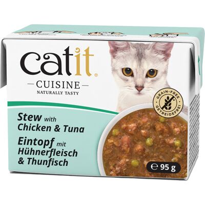 12x95g Catit Cuisine stoofschotel kip met tonijn natvoer voor katten 12x95g Catit Cuisine stoofschotel kip met tonijn natvoer voor katten