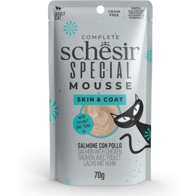 12x70g Schesir Special Skin & Coat zalm met kip nat kattenvoer 12x70g Schesir Special Skin & Coat zalm met kip nat kattenvoer