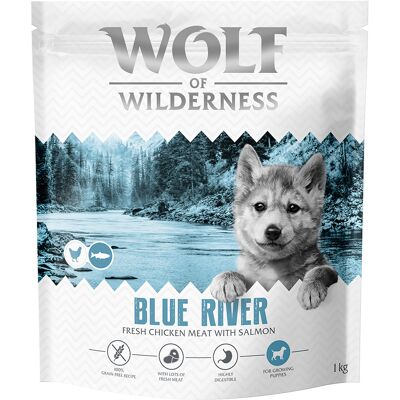 5x 1kg Wolf of Wilderness Junior Blue River Salmon graanvrij droogvoer voor honden 5x 1kg Wolf of Wilderness Junior Blue River Salmon graanvrij droogvoer voor honden