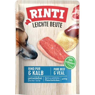 10x400g RINTI Lichte prooi puur rund & kalfs natvoer voor honden 10x400g RINTI Lichte prooi puur rund & kalfs natvoer voor honden