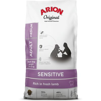 12kg Arion Original Sensitive Medium Breed Lam hondenvoer droog 12kg Arion Original Sensitive Medium Breed Lam hondenvoer droog