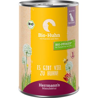 Herrmanns Herrmann's Selection Sensible 12 x 400 g - Bio kip met bio wortel & bio rijst Herrmanns Herrmann's Selection Sensible 12 x 400 g - Bio kip met bio wortel & bio rijst