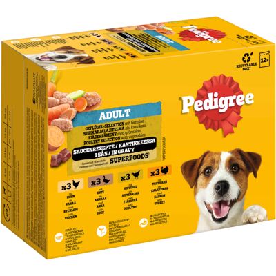 Pedigree Maaltijdzakjes Multipack - Voordeelpakket: Gevogelte selectie in saus (4 soorten) 96 x 100 g Pedigree Maaltijdzakjes Multipack - Voordeelpakket: Gevogelte selectie in saus (4 soorten) 96 x 100 g