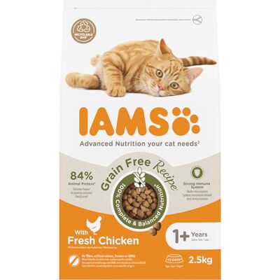 Dubbelpak: 2x2,5kg IAMS Advanced Nutrition Graanvrij met kip droogvoer voor katten Dubbelpak: 2x2,5kg IAMS Advanced Nutrition Graanvrij met kip droogvoer voor katten