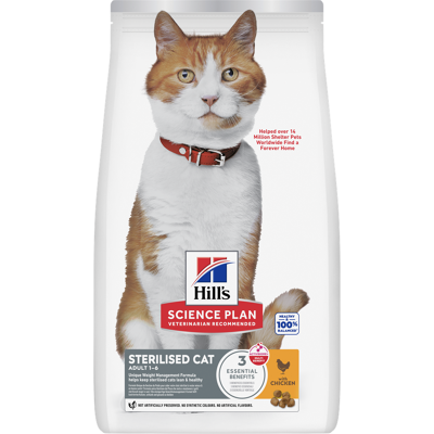 10kg Adult Sterilised Cat met Kip Hill's Science Plan Kattenvoer 10kg Adult Sterilised Cat met Kip Hill's Science Plan Kattenvoer