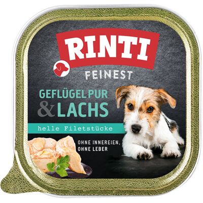 RINTI Fijnste 11 x 150 g Hondenvoer - Puur Gevogelte & Zalm RINTI Fijnste 11 x 150 g Hondenvoer - Puur Gevogelte & Zalm