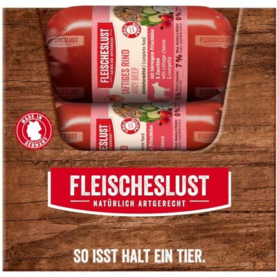 15x200 g sappig rundvlees met korrelige verse kaas & courgette Fleischeslust Junior nat hondenvoer 15x200 g sappig rundvlees met korrelige verse kaas & courgette Fleischeslust Junior nat hondenvoer