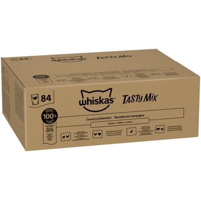84x85g Whiskas 1+ Adult Zakjes Country-collectie in Saus Natvoer voor katten 84x85g Whiskas 1+ Adult Zakjes Country-collectie in Saus Natvoer voor katten