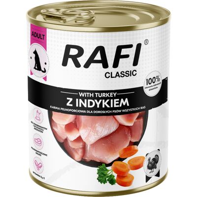 12x800g Rafi Dog Classic kalkoen natvoer voor honden 12x800g Rafi Dog Classic kalkoen natvoer voor honden