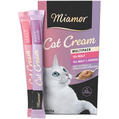 48x15g Cat Malt Cream & Mout-Kaas Multibox Miamor Kattensnacks 48x15g Cat Malt Cream & Mout-Kaas Multibox Miamor Kattensnacks