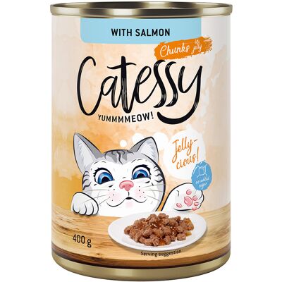 Voordeelpakket Catessy Hapjes in Saus of Gelei 24 x 400 g Kattenvoer - met Zalm in Gelei Voordeelpakket Catessy Hapjes in Saus of Gelei 24 x 400 g Kattenvoer - met Zalm in Gelei