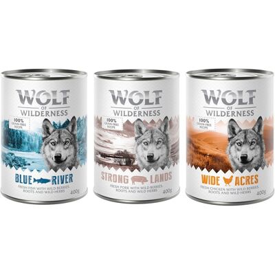 6x400g Mix: Vis, Varken en Kip Wolf of Wilderness Hondenvoer 6x400g Mix: Vis, Varken en Kip Wolf of Wilderness Hondenvoer