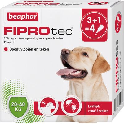 Beaphar FiproTec Hond 20-40kg (NL) 4 Pipetten x 2,68 ml (APO) Beaphar FiproTec Hond 20-40kg (NL) 4 Pipetten x 2,68 ml (APO)