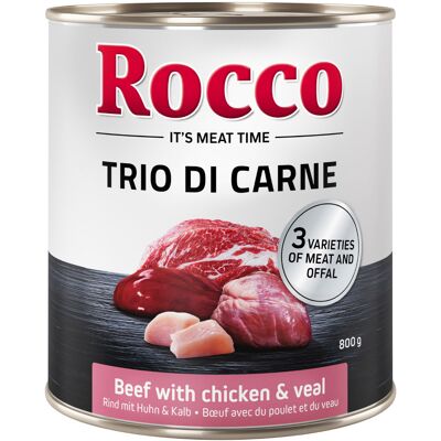 6x800g Trio di Carne Rund, Kip & Kalf Rocco Hondenvoer 6x800g Trio di Carne Rund, Kip & Kalf Rocco Hondenvoer