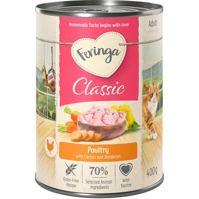 6x400g Gevogelte Classic Meat Menu Feringa Kattenvoer 6x400g Gevogelte Classic Meat Menu Feringa Kattenvoer