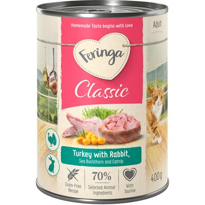 12x400g Feringa Classic Meat Menu Konijn & Kalkoen Kattenvoer 12x400g Feringa Classic Meat Menu Konijn & Kalkoen Kattenvoer