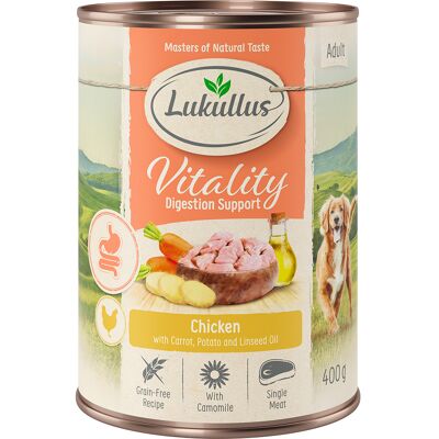 6x400g Vitality Ondersteunt de Spijsvertering Kip Graanvrij Lukullus Honden natvoer 6x400g Vitality Ondersteunt de Spijsvertering Kip Graanvrij Lukullus Honden natvoer