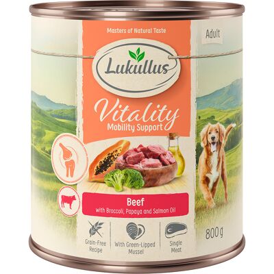6x800g Vitality Ondersteunt de Mobiliteit: Rund (graanvrij) Rund Lukullus Honden natvoer 6x800g Vitality Ondersteunt de Mobiliteit: Rund (graanvrij) Rund Lukullus Honden natvoer