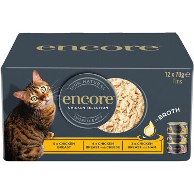 24x70g Encore blikje in bouillon Kip Selection Multipack natvoer voor katten 24x70g Encore blikje in bouillon Kip Selection Multipack natvoer voor katten