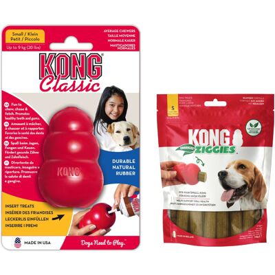 KONG Classic Rood - KONG S (7 cm) + Kong Ziggies Enhanced (198 g) KONG Classic Rood - KONG S (7 cm) + Kong Ziggies Enhanced (198 g)