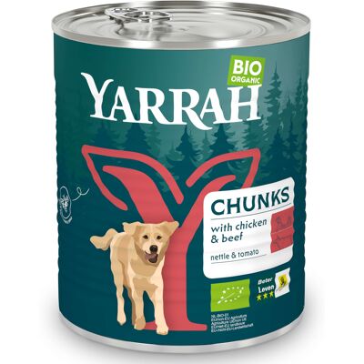 6x820g Bio Brokken Rund met Brandnetel & Tomaat Yarrah Hondenvoer 6x820g Bio Brokken Rund met Brandnetel & Tomaat Yarrah Hondenvoer