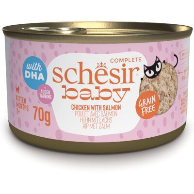 12x70g Schesir Baby Kip Zalm natvoer voor katten 12x70g Schesir Baby Kip Zalm natvoer voor katten