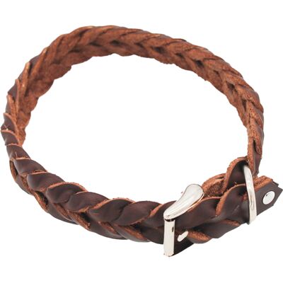 Heim leren halsband gevlochten bruin 44-54cm nekomtrek, 25mm breed hond Heim leren halsband gevlochten bruin 44-54cm nekomtrek, 25mm breed hond