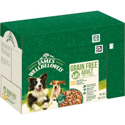 Voordeelpakket: 24x90g James Wellbeloved Graanvrij Hypoallergeen Lam en Kip met groenten nat hondenvoer Voordeelpakket: 24x90g James Wellbeloved Graanvrij Hypoallergeen Lam en Kip met groenten nat hondenvoer