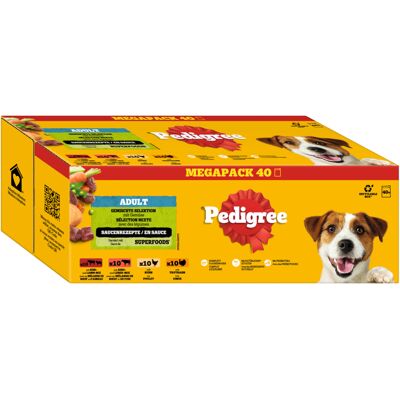Pedigree natvoerzakjes 40 x 100 g - Gemengde selectie met Groenten in saus (4 varianten) Pedigree natvoerzakjes 40 x 100 g - Gemengde selectie met Groenten in saus (4 varianten)