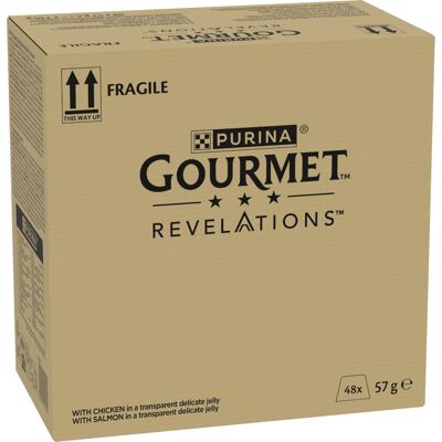 Megapack 48x57g Gourmet Revelations Fine Cuts kip en zalm natvoer voor katten Megapack 48x57g Gourmet Revelations Fine Cuts kip en zalm natvoer voor katten