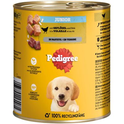 12x800g Junior Gevogelte in Paté Pedigree Classic natvoer voor honden 12x800g Junior Gevogelte in Paté Pedigree Classic natvoer voor honden