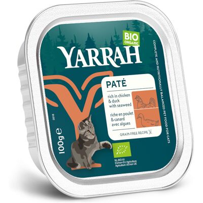 16x100g Yarrah BIO Paté Eend & Zeewier Natvoer voor katten 16x100g Yarrah BIO Paté Eend & Zeewier Natvoer voor katten