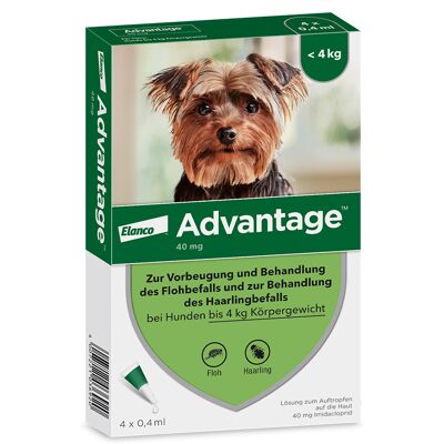 Advantage 40 voor honden van minder dan 4 kg 4 Pipetten - NL Advantage 40 voor honden van minder dan 4 kg 4 Pipetten - NL