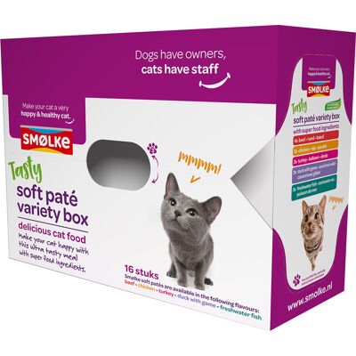 Smolke 16x80g Soft Paté Variatiebox Smølke Kattenvoer Smolke 16x80g Soft Paté Variatiebox Smølke Kattenvoer