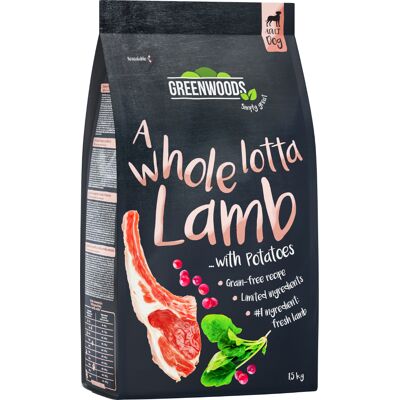 4x1,5kg Lam met Aardappel, Spinazie en Cranberry´s Greenwoods Hondenvoer droog 4x1,5kg Lam met Aardappel, Spinazie en Cranberry´s Greenwoods Hondenvoer droog