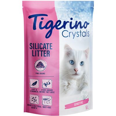 3x 5L Pink/Roze Tigerino Crystals Sensitive Fun Kattenbakvulling Silicaat 3x 5L Pink/Roze Tigerino Crystals Sensitive Fun Kattenbakvulling Silicaat