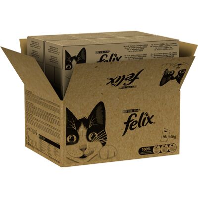 Voordeelpakket: 80x85g Felix Classic Pouches Fish Mix nat kattenvoer Voordeelpakket: 80x85g Felix Classic Pouches Fish Mix nat kattenvoer