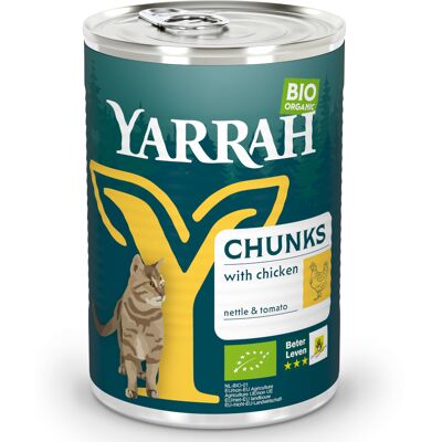 6x405g Bio Brokjes Kip met Brandnetel & Tomaat in Saus Yarrah Kattenvoer 6x405g Bio Brokjes Kip met Brandnetel & Tomaat in Saus Yarrah Kattenvoer