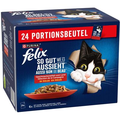 3 + 1 gratis! Felix natvoer voor katten - Vlees selectie (96 x 85 g) 3 + 1 gratis! Felix natvoer voor katten - Vlees selectie (96 x 85 g)
