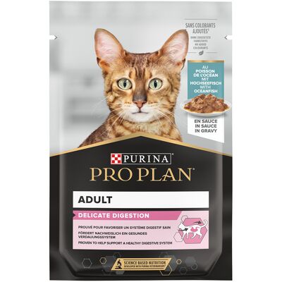4 + 1 gratis! 30 x 85 g / 120 X 85 g Purina Pro Plan natvoer voor katten - Delicate Digestion Diepzeevis 30 x 85 g 4 + 1 gratis! 30 x 85 g / 120 X 85 g Purina Pro Plan natvoer voor katten - Delicate Digestion Diepzeevis 30 x 85 g