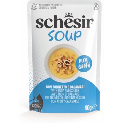 Voordeelpakket: 24x40g Schesir Kattensoep Tonijn met inktvis nat kattenvoer Voordeelpakket: 24x40g Schesir Kattensoep Tonijn met inktvis nat kattenvoer