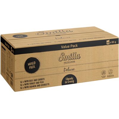 Smilla Deluxe verse zakjes hapjes in saus met groenten Smilla Deluxe verse zakjes hapjes in saus met groenten