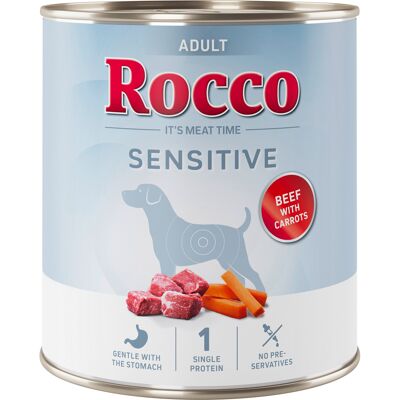 Rocco Sensitive 6 x 800 g Hondenvoer - Nieuw Receptuur- 6 x 800 g: Rund met Wortelen Rocco Sensitive 6 x 800 g Hondenvoer - Nieuw Receptuur- 6 x 800 g: Rund met Wortelen
