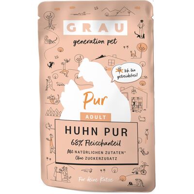 GRAU Adult Graanvrij 16 x 125 g Kattenvoer - Kip Puur GRAU Adult Graanvrij 16 x 125 g Kattenvoer - Kip Puur