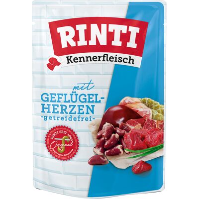 10x400g RINTI Kennerfleisch Pouches Gevogeltehart honden natvoer 10x400g RINTI Kennerfleisch Pouches Gevogeltehart honden natvoer